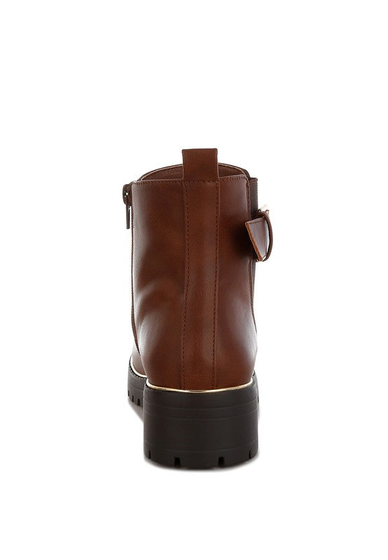 Antorin Chunky Buckle Detail Ankle Boots - Faylinn & Co