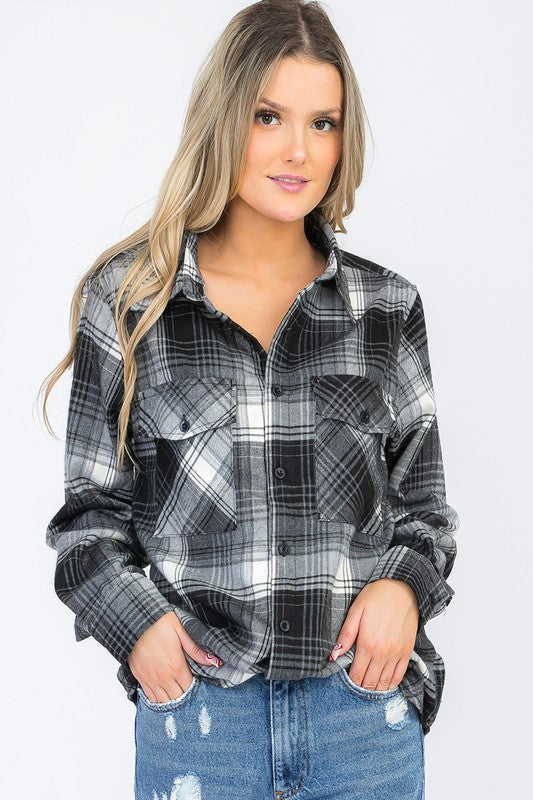 Boyfriend Oversize Checker Plaid Flannel - Faylinn & Co