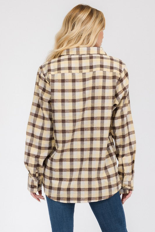 Womens Boyfriend Long Sleeve Flannel Shirt - Faylinn & Co