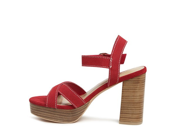 RAG&CO CHOUPETTE SUEDE LEATHER BLOCK HEELED SANDAL - Faylinn & Co