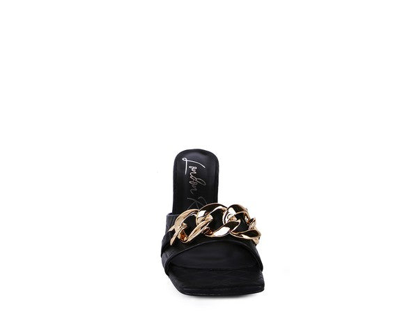 MERMAID Quilted Metal Chain Heeled Sandals - Faylinn & Co