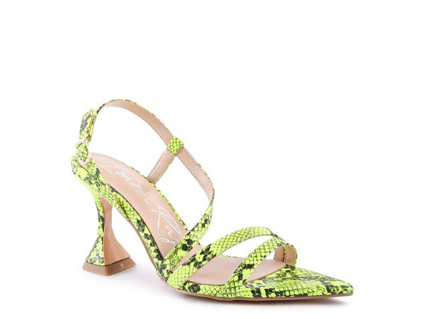 CHERRY TART Snake Print Spool Heel Sandals - Faylinn & Co