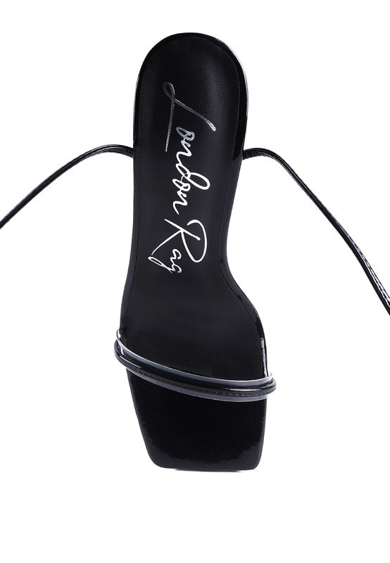 BITEN BERRY SPOOL HEELED LACE UP SANDAL - Faylinn & Co