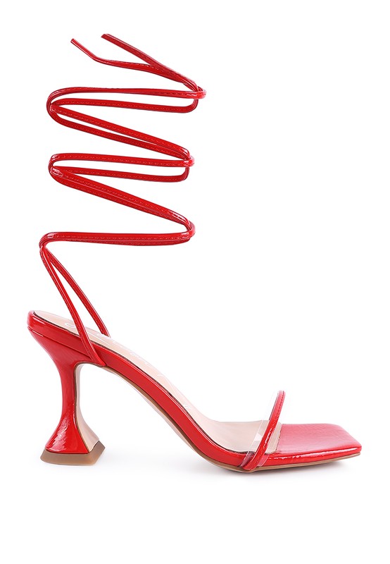 BITEN BERRY SPOOL HEELED LACE UP SANDAL - Faylinn & Co