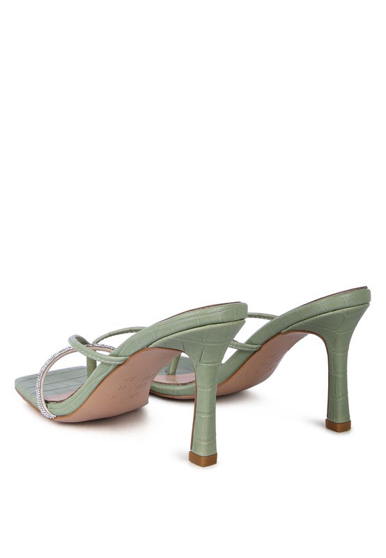 FETISH CROC RHINESTONE SLIDER SANDALS - Faylinn & Co
