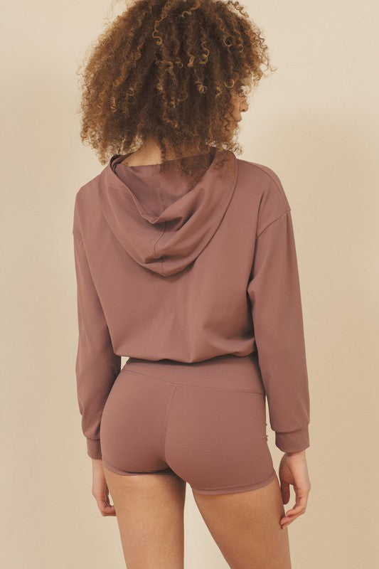 Cropped Hoodie Brushed Nylon - Faylinn & Co