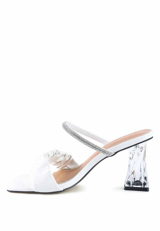 DATE LOOK CLEAR HEEL RHINESTONE SANDALS - Faylinn & Co