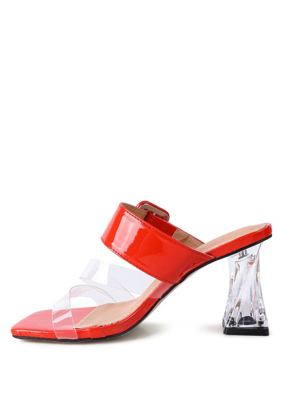 CITY GIRL PRINTED MID HEEL SLIDE SANDALS - Faylinn & Co