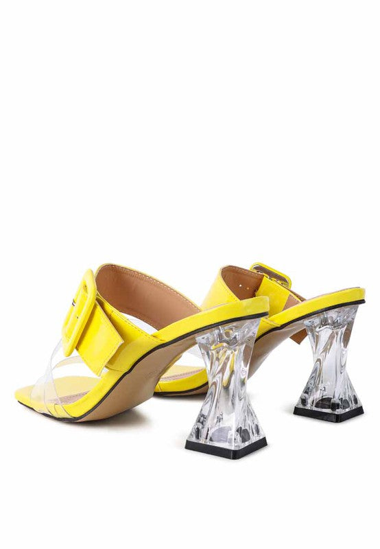 CITY GIRL PRINTED MID HEEL SLIDE SANDALS - Faylinn & Co