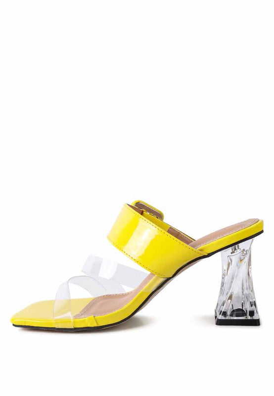 CITY GIRL PRINTED MID HEEL SLIDE SANDALS - Faylinn & Co