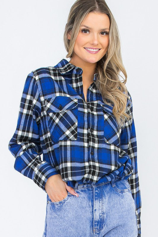 BOYFRIEND Fit Checker Plaid Flannel Long Sleeve - Faylinn & Co