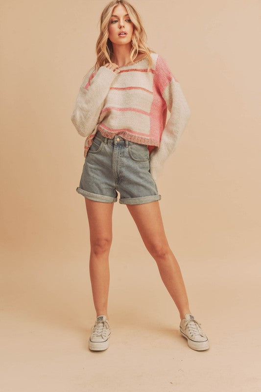 Mona Knit Stripe Pullover Sweater - Faylinn & Co