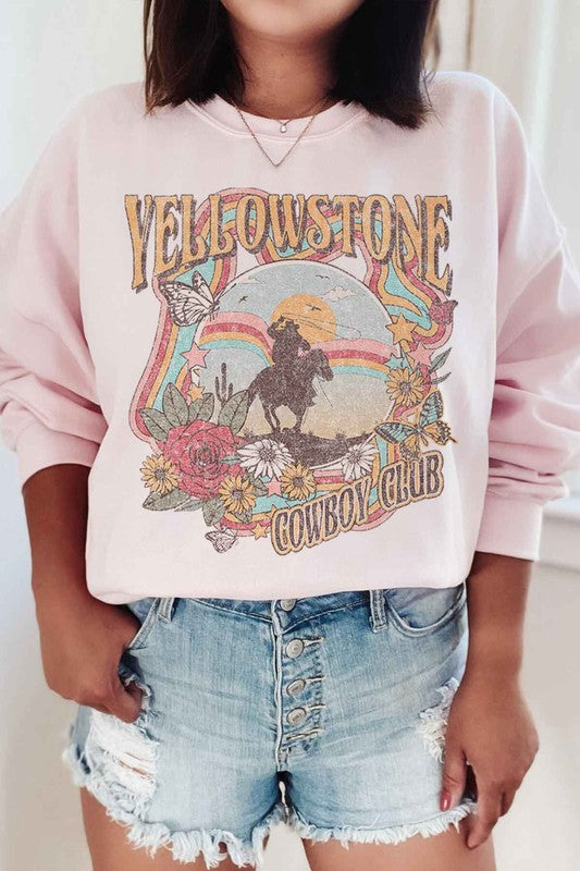 YELLOWSTONE COWBOY CLUB GRAPHIC SWEATSHIRT - Faylinn & Co