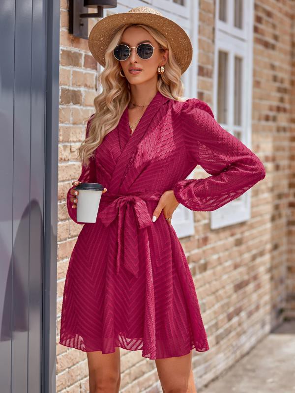Long sleeve wrap front dress - Faylinn & Co