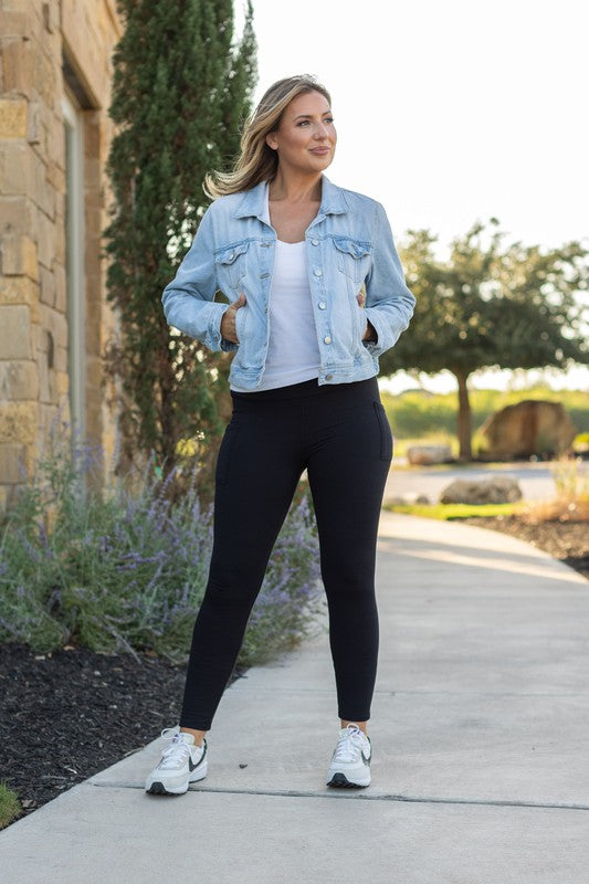 Black FULL LENGTH Leggings with POCKETS - Faylinn & Co