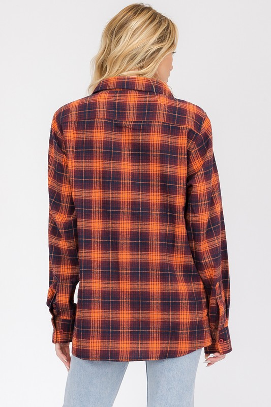 Boyfriend Oversize Plaid Flannel Long Sleeve - Faylinn & Co