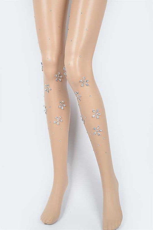 Crystal Flower Pave Sheer Stocking - Faylinn & Co