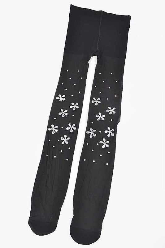 Crystal Flower Pave Sheer Stocking - Faylinn & Co