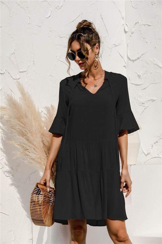 Tiered short sleeve dress - Faylinn & Co