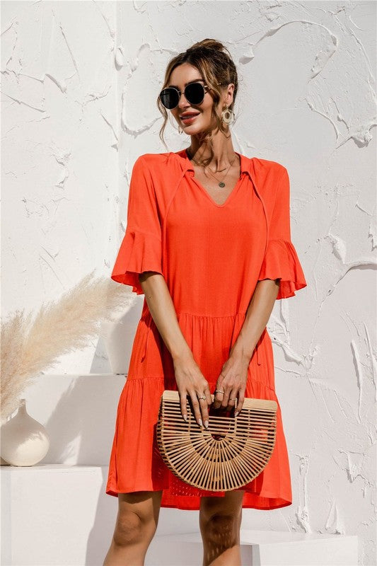 Tiered short sleeve dress - Faylinn & Co