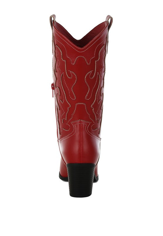 Pakito Patchwork Detail Cowboy Boots - Faylinn & Co