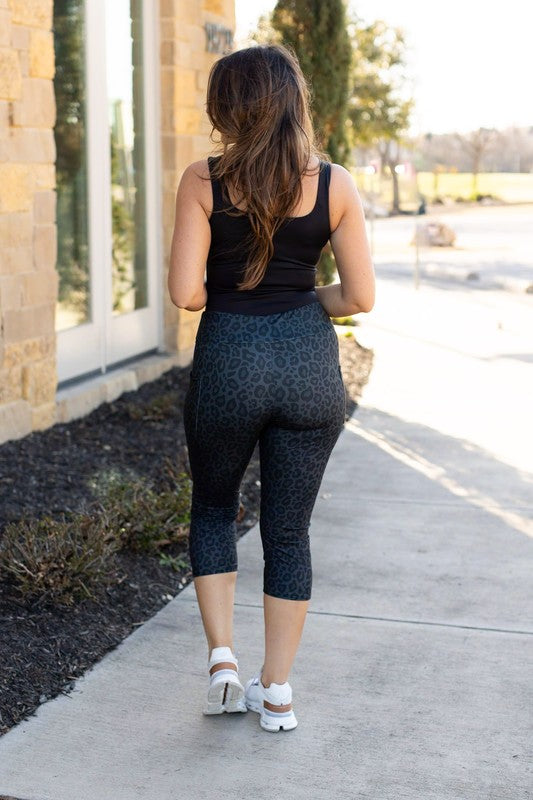 Black Leopard CAPRI with POCKETS - Faylinn & Co