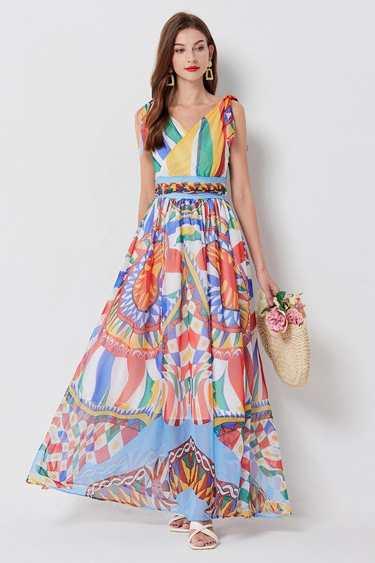 WOMEN FASHION CHIFFON MAXI DRESS - Faylinn & Co