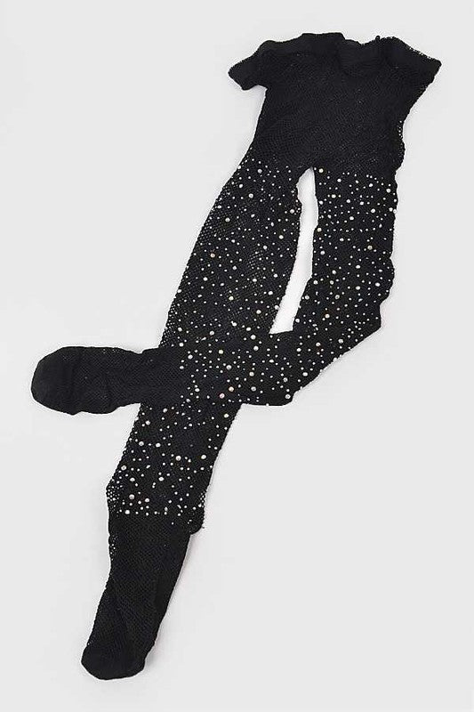 Rhinestone Accent Fishnet Stocking - Faylinn & Co