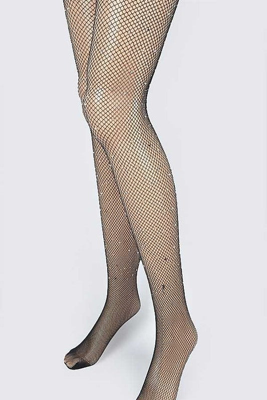 Rhinestone Accent Fishnet Stocking - Faylinn & Co