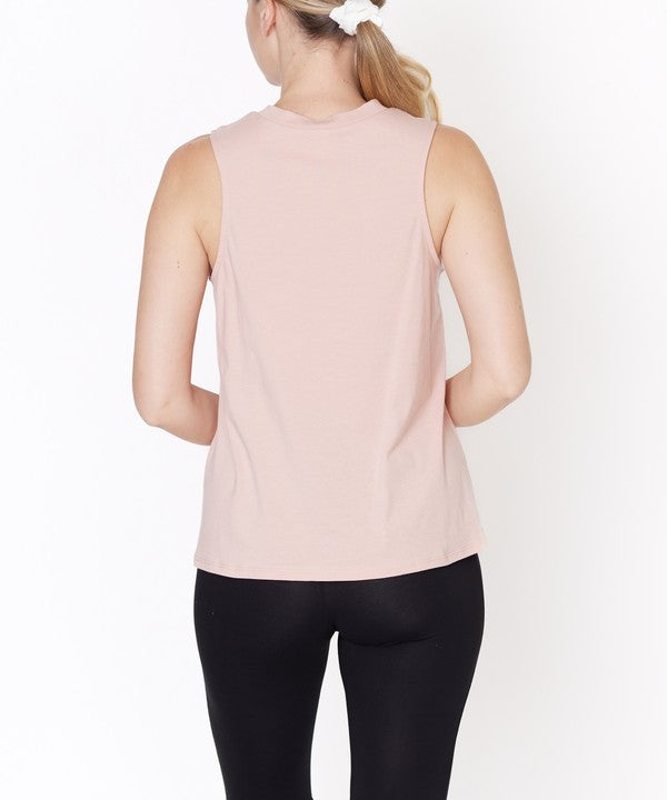 V -Cut Edge Sleeveless Cotton Jersey Top - Faylinn & Co