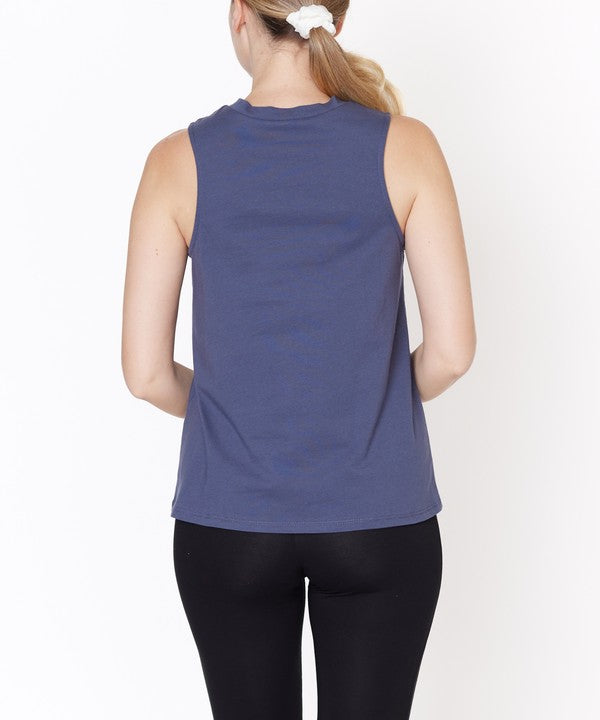 V -Cut Edge Sleeveless Cotton Jersey Top - Faylinn & Co