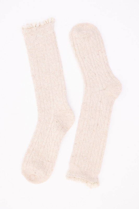 Autumn Vibes Ribbed Ruffle-Trim Socks - Faylinn & Co