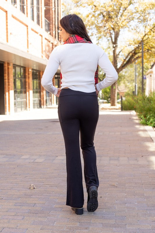 The Vanessa - 30 in Inseam Black Bootcut Leggings - Faylinn & Co