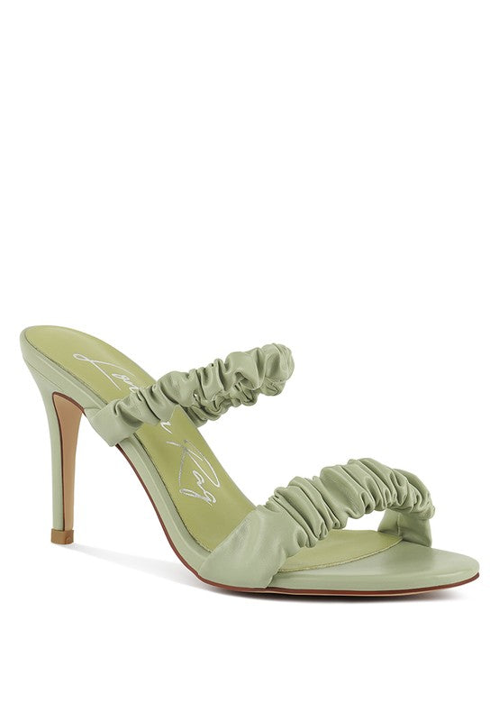 QUALIE GATHERED AROUND SLIP-ON HEELED SANDAL - Faylinn & Co