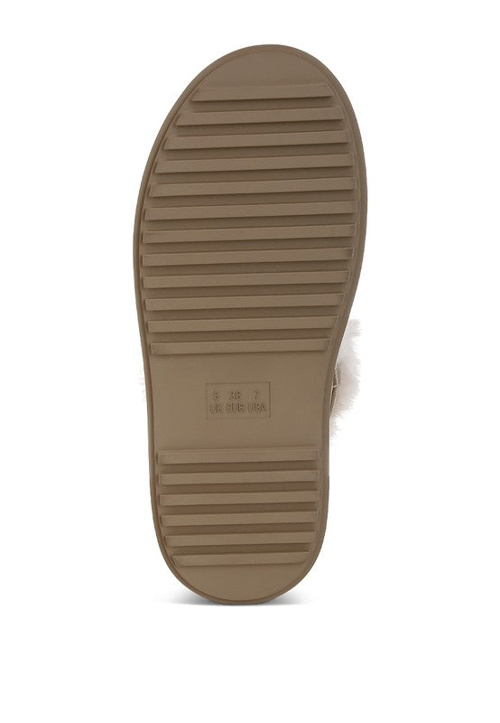 Bunting Faux Fur Collar Flatform Boots - Faylinn & Co