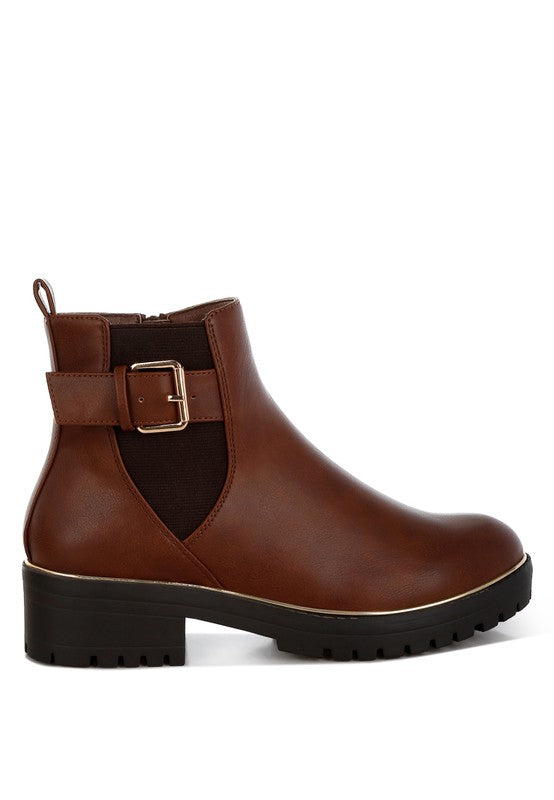 Antorin Chunky Buckle Detail Ankle Boots - Faylinn & Co