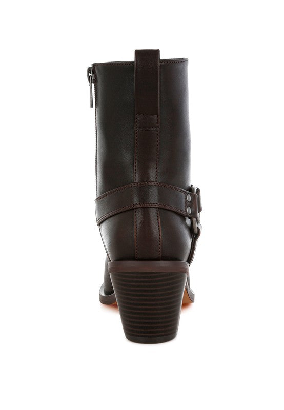 Baccata Elevated Harness Detail Ankle Boots - Faylinn & Co