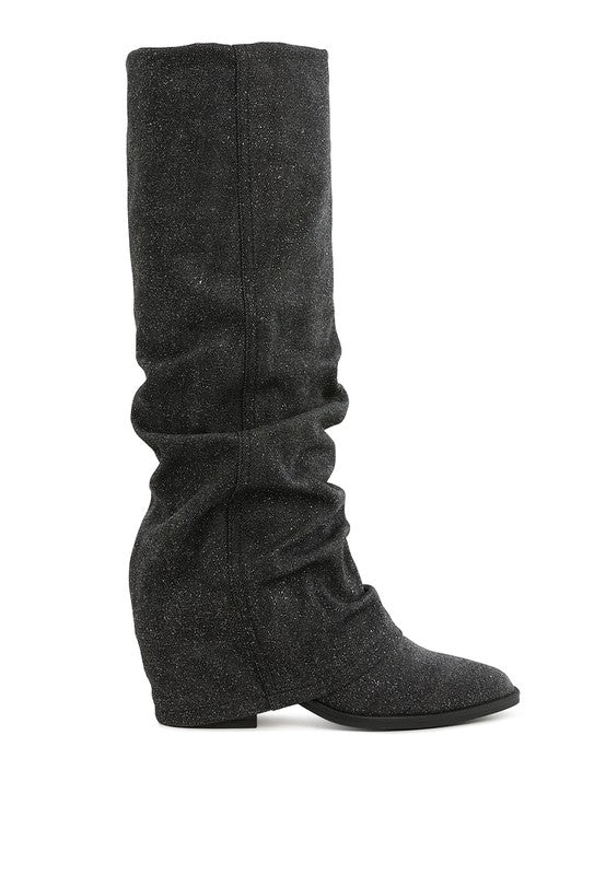Capella Fold-Over Slouchy Denim Boot - Faylinn & Co