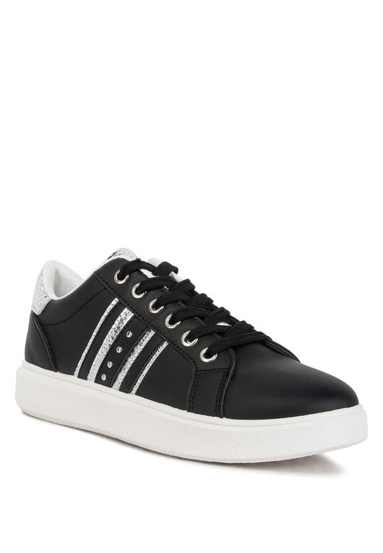 Claude Faux Leather Back Panel Detail Sneakers - Faylinn & Co