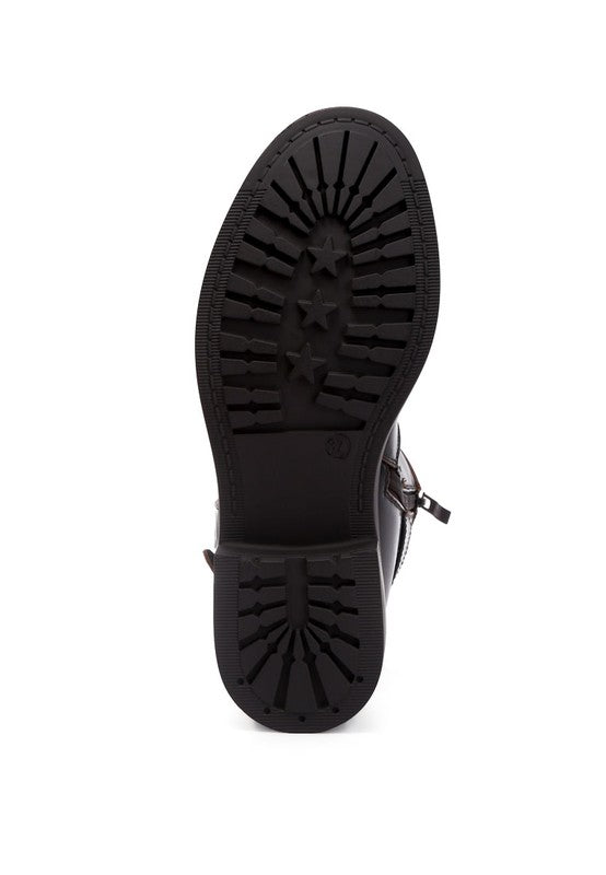 Allux Brushed Faux Leather Pin Buckle Boots - Faylinn & Co