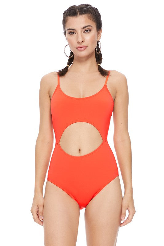 SOLID CUTOUT ONE PIECE SWIMSUIT - Faylinn & Co