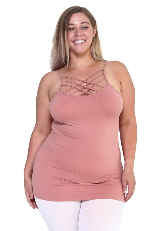 Womens Seamless Triple Criss-Cross Front Cami - Faylinn & Co
