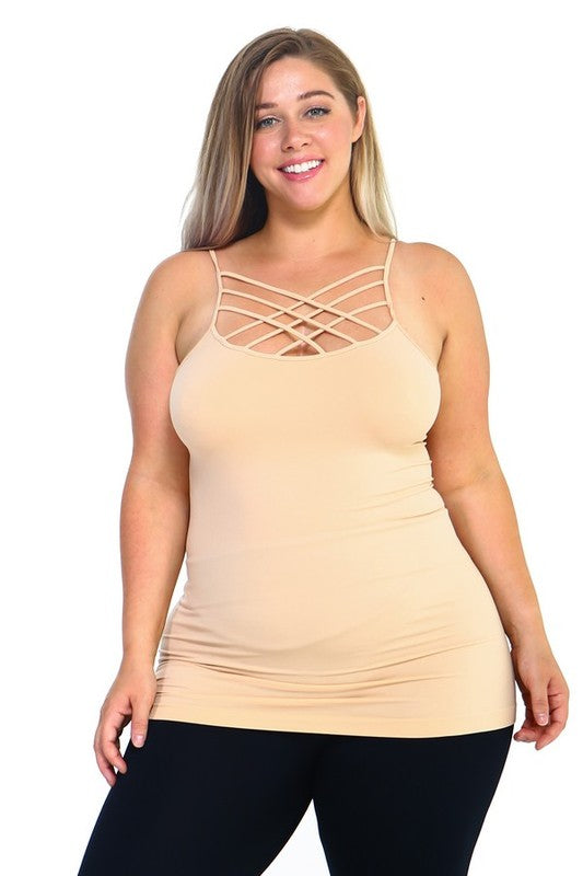 Womens Seamless Triple Criss-Cross Front Cami - Faylinn & Co