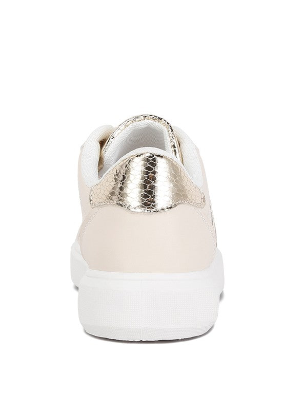 Claude Faux Leather Back Panel Detail Sneakers - Faylinn & Co