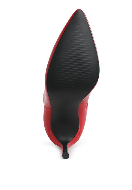 Tatria Textured Stiletto Heel Ankle Boots - Faylinn & Co