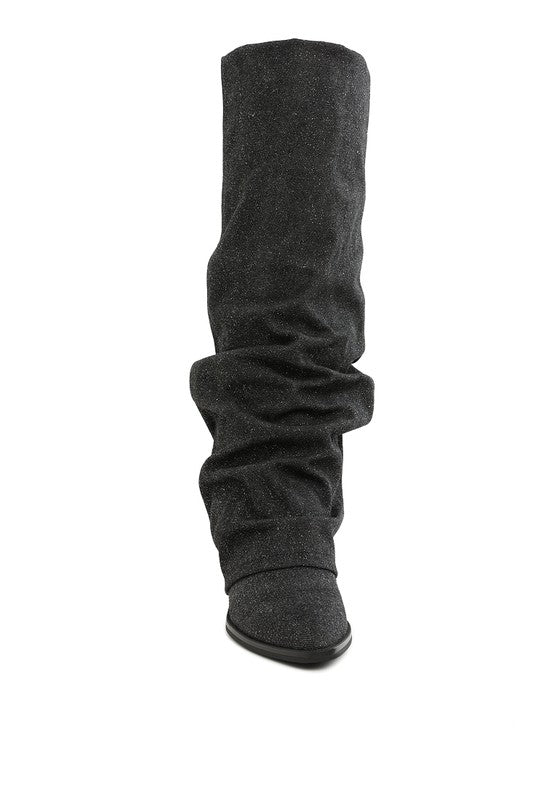 Capella Fold-Over Slouchy Denim Boot - Faylinn & Co