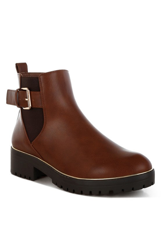 Antorin Chunky Buckle Detail Ankle Boots - Faylinn & Co