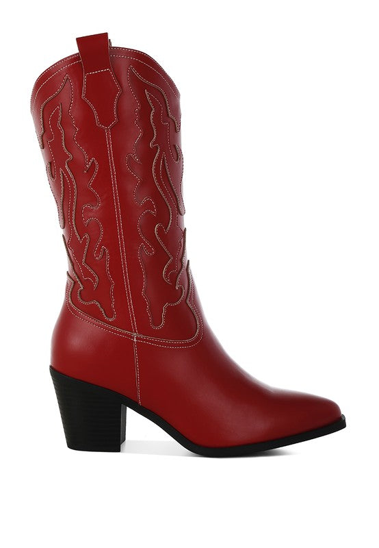 Pakito Patchwork Detail Cowboy Boots - Faylinn & Co