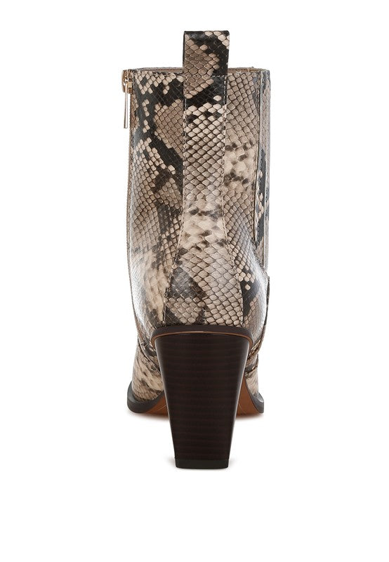 Cornus Snake Print Ankle Boots - Faylinn & Co