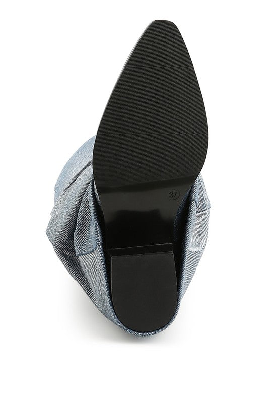 Capella Fold-Over Slouchy Denim Boot - Faylinn & Co
